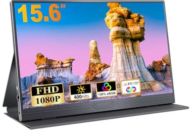 CUIUIC Monitor portátil de 15,6 Pulgadas con Pantalla Full HD USB-C, 1920 x 1080 HDR IPS - Pantalla con Mini HDMI y Doble Altavoz Integrado con Smart Cover