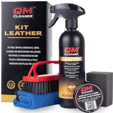 QM Cleaner Limpieza e hidratación Cuero. Cuidado y Limpieza de la tapicería del Coche, sillones Sofa de Cuero. Limpia e hidrata (Kit Leather)
