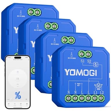 YOMOGI Módulo de Persiana Conectada, Módulo Interruptor para Persianas WiFi, Compatible con Alexa Google Home para Control Porcentual, Control Remoto, Control por Voz (Control Porcentual, 4)