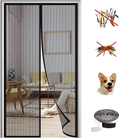 KZhanmy Mosquitera Puerta Magnetica, Adsorción Magnética Plegable Anti Mosquito Insecto Mosquitera, para Puertas de Salón Balcón Corredor.-Black A||70x200cm
