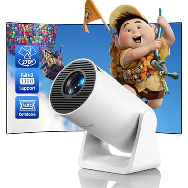 Mini Proyector,【Auto Keystone】 18000 Lúmenes Proyector Portátil WiFi Bluetooth Full HD 1080P 4K Soporte WiMiUS Proyector con Ángulo Giratorio 270°, Proyector Móvil Cine en Casa para HDMI/USB/TV Stick