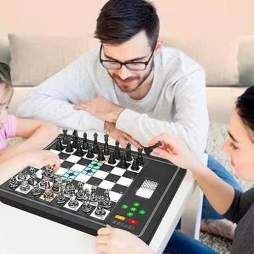 Juego de Ajedrez Electrónico, Juego de Mesa, Ajedrez Magnético Portátil para Computadora, Mejora Las Habilidades Lógicas para Niños, Adultos, Principiantes, Juego de Ajedrez