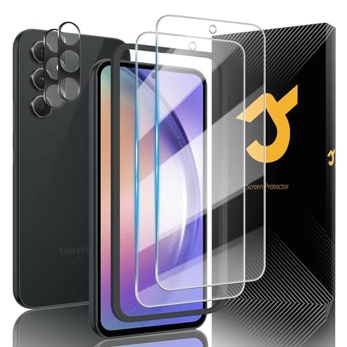 JZG 2+2 Piezas Protector Pantalla Para Samsung Galaxy A54 Cristal Templado, 2 Piezas Protector De Lente Cámara, Compatible Con Desbloqueo Por Huella Dactilar, Anti-Rayaduras, HD Claro