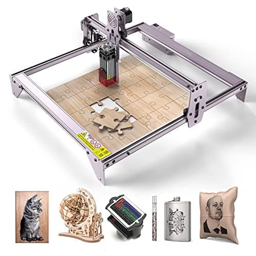 Máquina de grabado láser A5 Pro, 40 W, cortador de madera CNC con foco comprimido, corte de alta precisión para madera y metal, 455 ± 5 nm, rango de trabajo 410 mm x 400 mm