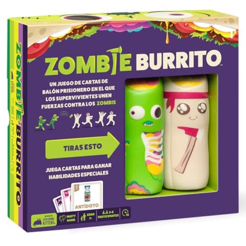 Exploding Kittens | Zombie Burrito | Un Juego De Cartas De Balón Prisionero | A Partir de 7 Años | De 3 a 6 Jugadores | 15 Minutos por Partida | Español