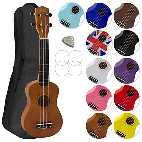 Tiger Mad About SU8-NT SU8 Ukelele soprano en color natural, con estuche, púa y cuerdas de repuesto, óptimo para escuelas y principiantes