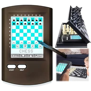 PLSGKF Ordenadores De Ajedrez TáCtil,con Caja Plegable para Guardar Tablero De Ajedrez Juego De Ajedrez por Ordenador Tablero De Ajedrez ElectróNico PortáTil De Viaje,Regalo Familiar