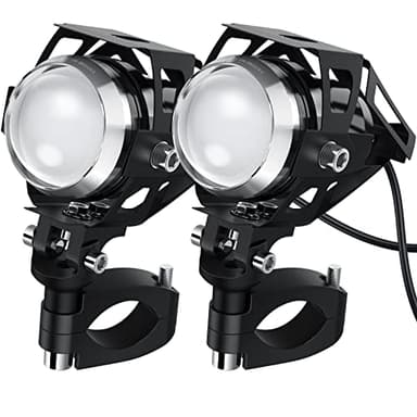 PROZOR Faros Delanteras de Motocicleta con Interruptor y Fusible 15W 3000LM Faros Auxiliares Antiniebla Moto 2PCS 3 Modos CREE U5 Foco LED Faro Auxiliares para Motocicleta