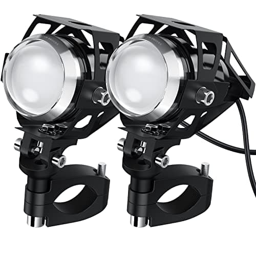 PROZOR Faros Delanteras de Motocicleta con Interruptor y Fusible 15W 3000LM Faros Auxiliares Antiniebla Moto 2PCS 3 Modos CREE U5 Foco LED Faro Auxiliares para Motocicleta