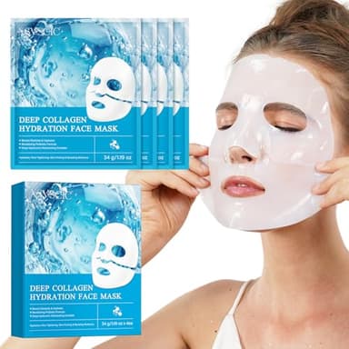 Mascarilla Facial de Colágeno con,Mascarilla de Colágeno de Noche,Mascarilla de Hidrogel que Ilumina el Tono de la Piel y Tiene Efecto Antienvejecimiento y Minimiza los Poros,Mascarilla Facial Corean