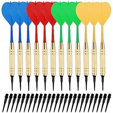 TUFA 12 Dardos Punta Plastico 18g,Dardos para Diana Electrónica,Dardos Profesionales con 100 Puntas,Dardos de Plástico para Diana Electrónica,Dardos para Casa y Principiantes, Regalo de Niño