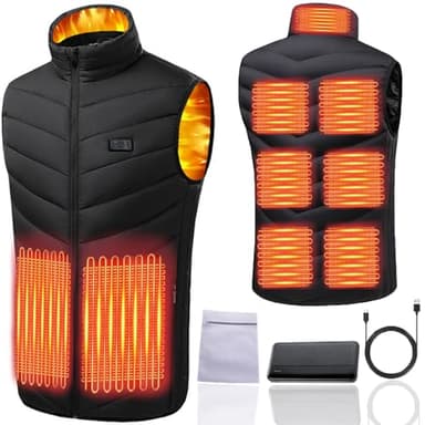 Ahigh Chaleco Calefactable hombre mujer, Chaleco Termico con 10000mAh Batería, Chalecos Calefactables 9 Zonas de Calentamiento y 3 temperaturas ajustables,Chaleco Calefactable para Actividades al Aire