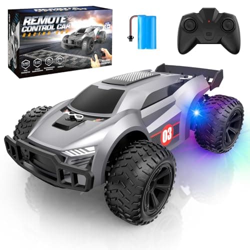 Buoeuik Coche Teledirigido Monster Truck RC 2.4GHz Alta Velocidad Drift con Luces LED, Regalos para Niños de 5 a 10 Años, Unisex, Juguete Vehículo Todoterreno, Coche RC, Departamento de Niños