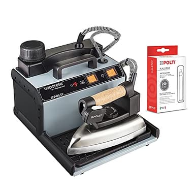 Polti Vaporella 2H Pro Kalstop, Plancha de Vapor con Caldera y Tapón de Seguridad, 3 Bares de Presión, Gris y Negra, Incluye 20 Ampollas de Kalstop para Prevenir la Formación de Cal