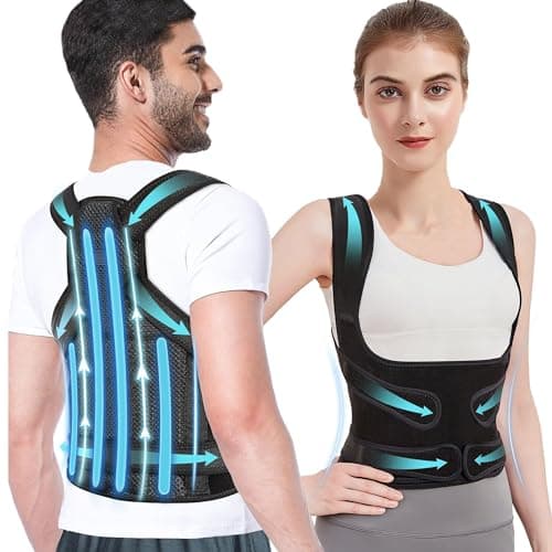 Corrector Postura Espalda, Corrector de Postura, Corrección de Escoliosis y Joroba Proporciona Forma para el Cuello, Hombros, Espalda, Soporte Ajustable para Mujeres y Hombres (L)