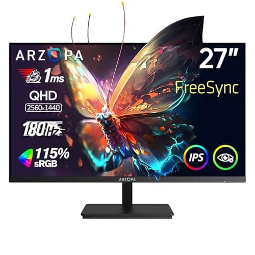 ARZOPA Monitor Gaming 27 Pulgadas 180Hz 2K QHD 2560x1440 Respuesta Rápida de 1ms Pantalla de PC para Computadora IPS 115% sRGB, Compatible con G-Sync,FreeSync,Eye Care,VESA (DP1.4, HDMI 2.0, Type-C)