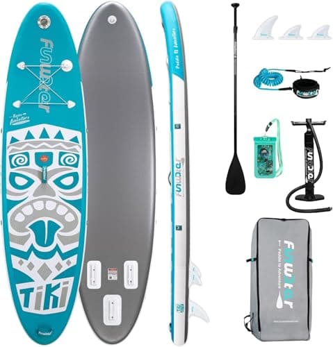 FunWater Paddle Surf Hinchable Tabla de Paddle Surf Stand Up Paddle Board Tiki Sup para Adultos y Jóvenes Premium Antideslizante (Blue Green, 320 * 83 * 15 CM)