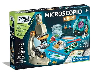 Clementoni - Microscopio Smart Deluxe de 1200x aumentos, Juguete científico, con muestras preparadas y Cristales científicos, con Soporte para móvil, a Partir de 8 años, Juguete en español(55511)