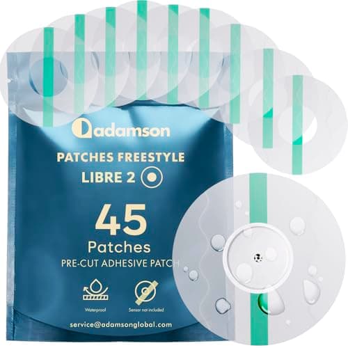 Parches Sensor Freestyle Libre 2-45 x Protector Sensor Freestyle Libre 2, Duraderos, Sin Adhesivo en el centro, No Irritantes, Fáciles de Poner y Quitar - Ideales para Deporte, Natación y Uso Diario