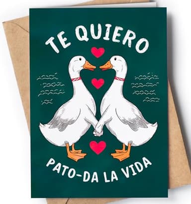 Tarjeta de Aniversario para Hombre, Mujer - Tarjeta de Aniversario Graciosa para Marido, Novio, Novia - Tarjeta de San Valentín para Pareja - Regalo de Feliz Aniversario para él o ella - Quiero Pato