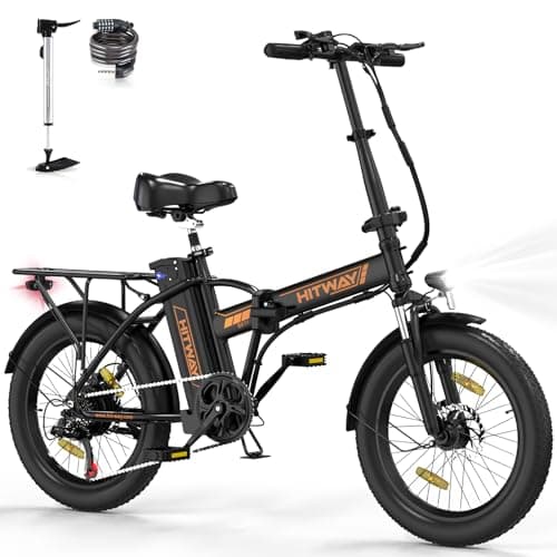 HITWAY Bicicleta eléctrica 20"*3,0/20"*4,0 Bicicleta Montaña Plegable Ebike Fatbike,36V 12Ah/48V 15Ah Batería, 250W Motor, 7 Vel, E-MTB, Pedal Assist Alcance 35-90KM/45-100KM
