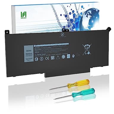 F3YGT Batería para DELL Latitude 12 7000 7280 7290 Latitude 13 7000 7380 7390 P29S002 Latitude 14 7000 7480 7490 P73G002 Serie DM3WC DM6WC 2X39G KG7VF 451-BBYE 453-BBCF - 7.6V / 60Wh