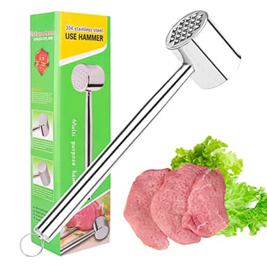 UKOFEW Mazo para Carne Acero Inoxidable,Grillers Mazo para Carne De Acero,Mazo para Carne Reblandecer Carne,Martillo ablandador de Carne,para filetes, Pollo, Cerdo, Aptas para el lavavajillas