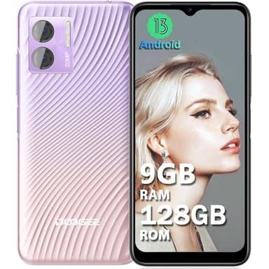 DOOGEE N50S [2024] Teléfono Móvil Libres 9GB RAM+128GB ROM(TF 1TB), 20MP AI Cámara, 6,52 Pulgadas HD+ Smartphone Android 13, 4200mAh Batería, 4G Dual SIM/Octa Core/OTG/GPS/Face ID