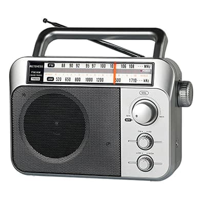 Retekess TR604 Radio Portátil,Transistor Radio FM Am,radios portátiles Pilas con Cable,Vintage Altavoz Grande,Fácil y Simple de Usar,Cocina,para Personas Mayores,(Plata)
