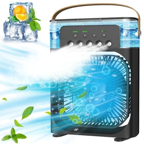Aire acondicionado portátil – Pequeño enfriador de aire personal silencioso AC portátil, mini ventilador de refrigeración de computadora alimentado por USB, temporizador de 1/2/3 H, 3 velocidades,