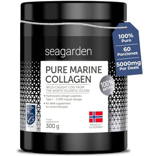 Polvo de colágeno marino puro 100% noruego | Colágeno hidrolizado tipo I & III |de bacalao ártico salvaje | para la piel, cabello, uñas, tendones, músculos | 300 g (para 2 meses) (Sin sabor)