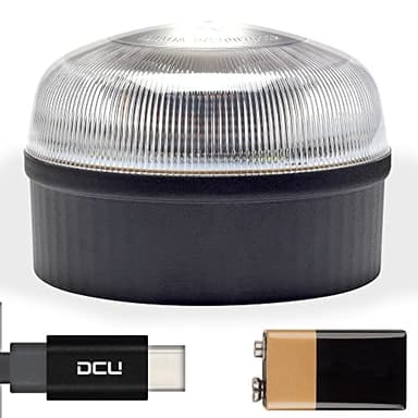 gridinlux | Luz de Emergencia V16 Homologada DGT | Carga USB | 12 luces LED | Señalización Luminosa Ambar 5W y Blanca 1'5W | Sistema de Imán | IP55 Resitente al Agua