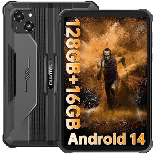 OUKITEL RT3 Pro Tablet Rugerizada - 8 Pulgadas Rugged Tablet Android 14, 16GB+128GB 1TB Ampliable Tablet Gaming, Batería 5150mAh, 16MP+8MP Cámara Tablets PC, Speakers 90dB/Dual SIM/NFC/Face ID, Negro