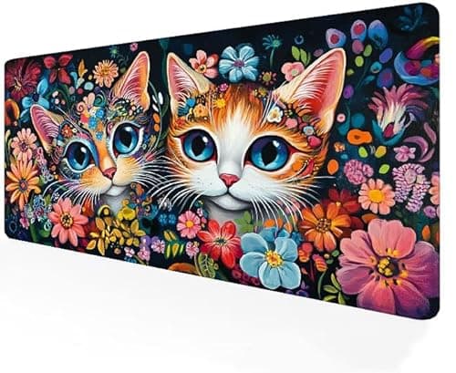 Alfombrilla Ratón Vistoso Grande 1200x600x3mm Alfombrilla Escritorio con Bordes Cosidos, XXL gato Mousepad Mejora precisión y Velocidad, Superficie Impermeable para Ratón con Cable Inalámbrico G1-280