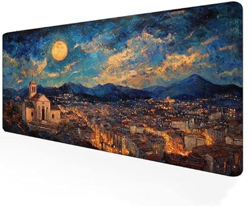 Alfombrilla Ratón amarillo Grande 1200x600x3mm Alfombrilla Escritorio con Bordes Cosidos, XXL luna Mousepad Mejora precisión y Velocidad, Superficie Impermeable para Ratón con Cable Inalámbrico G1-272