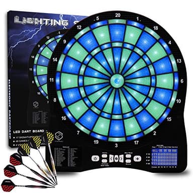 Turnart Diana Electrónica, Diana Electronica Profesional, Dardos Diana Electronica,6 Dardos Juego Digital con Sonido 48 Juegos 500 Variantes (Verde)