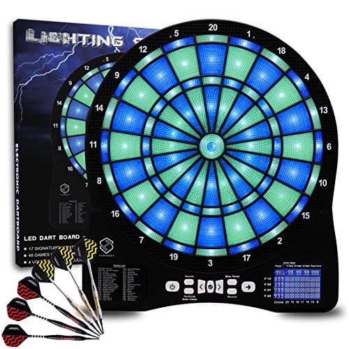 Turnart Diana Electrónica, Diana Electronica Profesional, Dardos Diana Electronica,6 Dardos Juego Digital con Sonido 48 Juegos 500 Variantes (Verde)