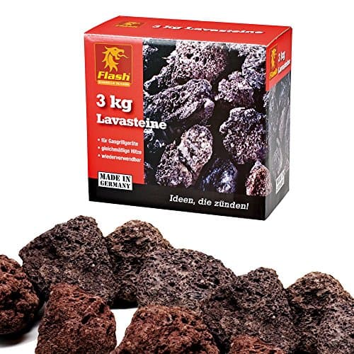 Flash 57423 – Piedras de Lava para Barbacoa (Paquete de 3 kg) Reutilizables, Lavables, duraderas | Distribuyen el Calor de Forma homogénea, absorben la Grasa, evitan Llamas y mejoran Tus Recetas