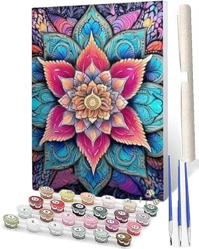 WMZPOY Piezas Pintar por Numeros Adultos, Cuadros por Numeros, Paint by Numbers con Pinceles y Pinturas 40 x 50 cm (Sin Marco) mandalas de colores 6