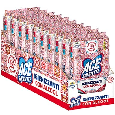 Ace Toallitas desinfectantes con alcohol, caja de 10 paquetes x 40 toallitas, 400 toallitas