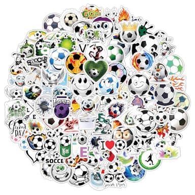 Amaxiu 120 Piezas Pegatinas de Fútbol, ​​Pegatinas de Vinilo Impermeables, Pegatinas de Fútbol de Dibujos Animados, Regalos para Amantes del Fútbol para Equipaje, Niños, Adolescentes, Adultos