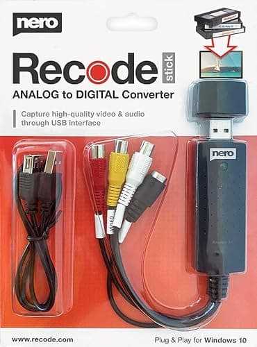 Nero Video Grabber | Digitalizar cintas de vídeo | VHS a USB | DVD a PC | Tarjeta de captura analógica a digital | S-VHS | Hi8 | Super 8 | Windows 11/10 | MacOS