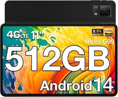 DOOGEE T40 Tablet 11 Pulgadas 20GB RAM+512GB ROM /2TB Tablet Android 14 2.5K FHD+Tablet PC, Helio G99 Tablet LTE/8580mAh/16MP+8MP, Dual 4G Tablet con Sim+5G WiFi/Face ID/OTG/BT5.0/GPS/3.5mm Jack-2025