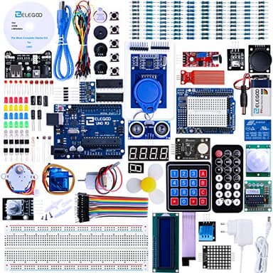 ELEGOO Conjunto Avanzado de Iniciación VIA Compatible con Arduino IDE con Tutorial en Español y UNO R3 Placa, Relé, Modulo de Fuente de Alimentación, Motor Paso a Paso, Breadboard, etc.