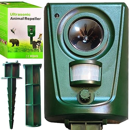Retoo Repelente ultrasónico de Plagas, ahuyentador de Animales, Funcionamiento con batería, ahuyentador de Gatos, Repelente de Animales, ultrasonido, Dispositivo multifrecuencia 16-60 kHz, IPX4