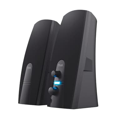 Trust 22915 Almo Sistema de Altavoces PC 2.0 Estéreo, 10 W, Alimentación USB, Conexión para Auriculares, Set de Altavoces para Ordenador, Portátil, Negro, Jack 3.5 mm
