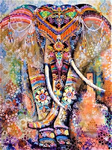 PNDGMCSY Pintar por numeros Adultos Elefante mandala bohemio – Cuadros para Pintar por números con Pinceles y Colores Brillantes - Lienzos para Pintar con Dibujo 40x50cm