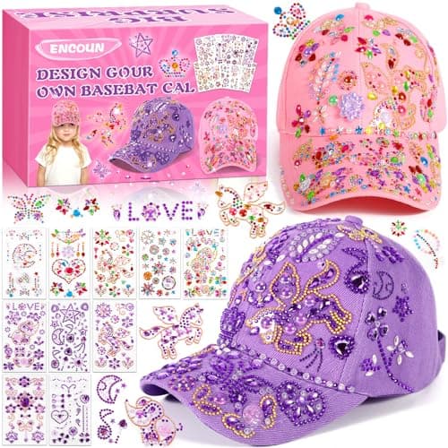 ENCOUN Regalos para Niñas, DIY Gorra de Béisbol con Pegatinas, Kit Manualidades para Niñas, Regalos Cumpleaños para Niñas, Juguetes Regalos para Niñas 4 5 6 7 8 9 10 11 12 Años Navidad