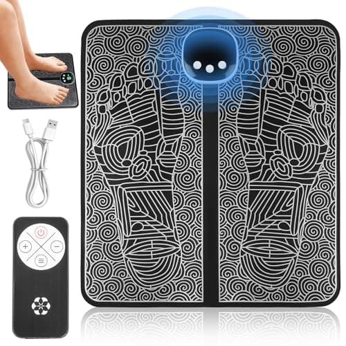 Masajeador de pies eléctrico EMS con 19 intensidades, USB, Shiatsu con 8 modos, dispositivo de masaje de pies portátil EMS plegable con mando a distancia para la circulación sanguínea y alivio del