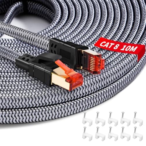 YIIFELL Cable Ethernet Cat 8 10 Metros, 40Gbps 2000MHz Cable de Red Alta Velocidad Cable LAN RJ45 Cable Internet para Router, Switch, Módem, Portátil, PS5/PS4, Smart TV, Xbox